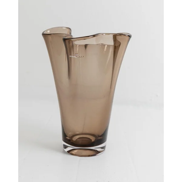 1980s Murano Glass Vase, Smoky Brown Organic Wavy Form
