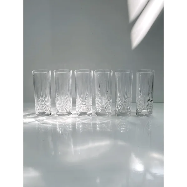 2 Italian Art Deco Crystal Glass Sets of 8 and 6
