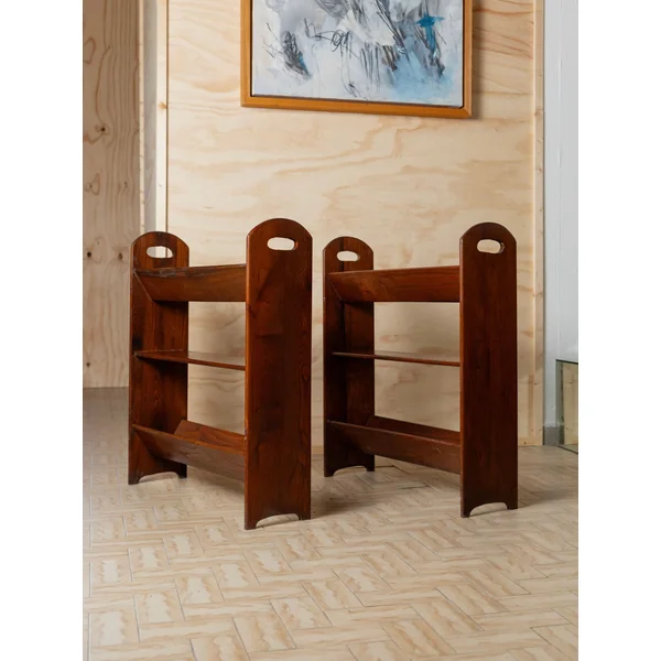 2 Vintage Wood Bookcases - 1960s Italy