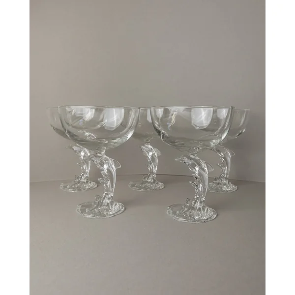 5 Luminarc Delfin Champagne Coupes, France 80s