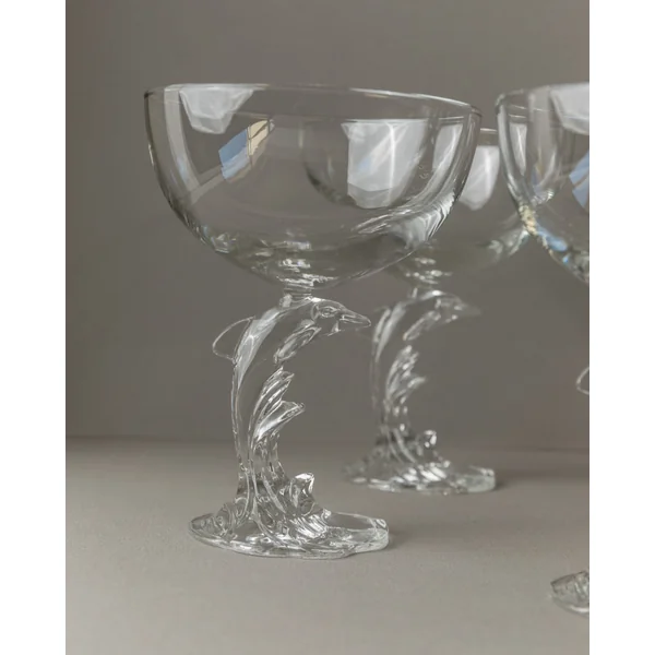 5 Luminarc Delfin Champagne Coupes, France 80s
