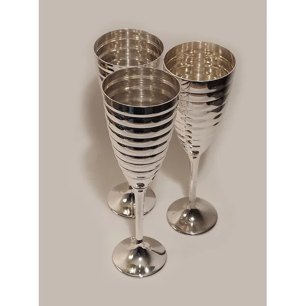 6 Champagne glasses in silver-plated metal