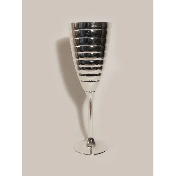 6 Champagne glasses in silver-plated metal