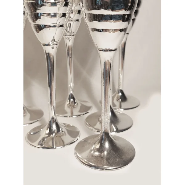 6 Champagne glasses in silver-plated metal