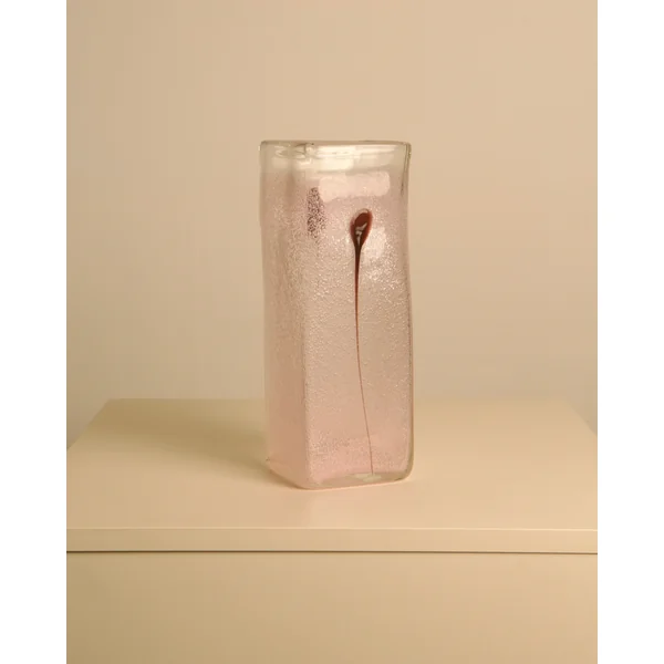 80s Italian Murano Glass Vase and Purple Feather