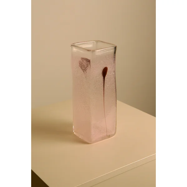80s Italian Murano Glass Vase and Purple Feather