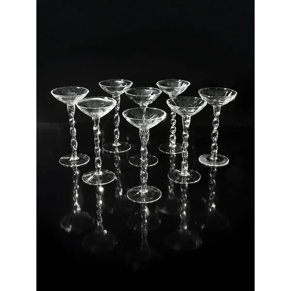 8 Iridescent Art Nouveau Liqueur Glasses -1910s