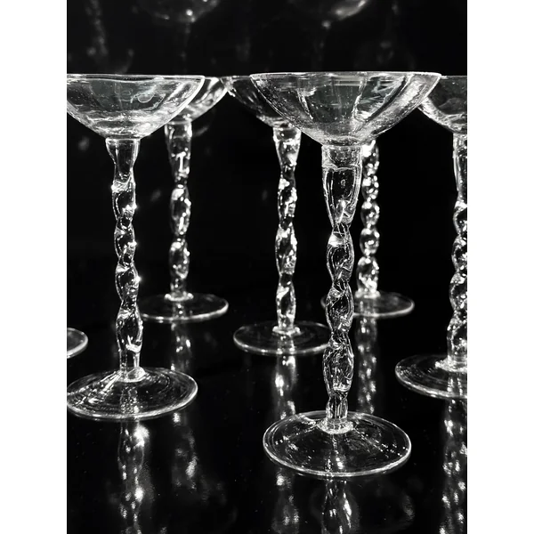 8 Iridescent Art Nouveau Liqueur Glasses -1910s