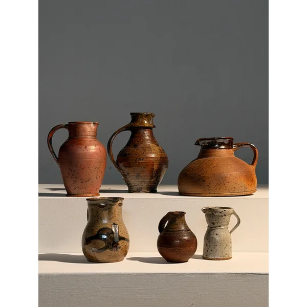A Rare Collection of Six French Studio Pottery Pitchers