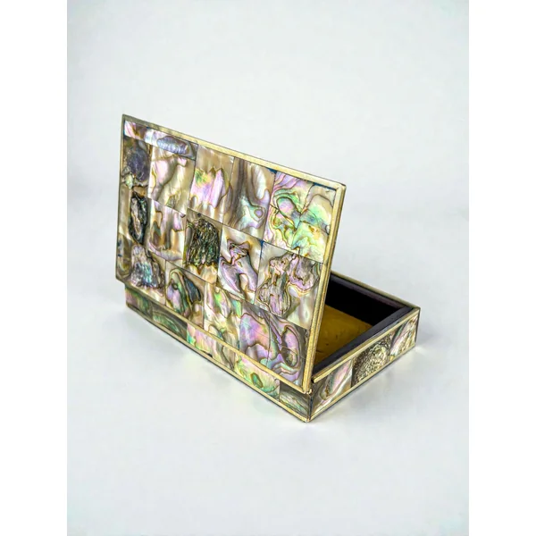 Abalone Shell Vanity Box, Alpaca and wood, Mexico, C.1970
