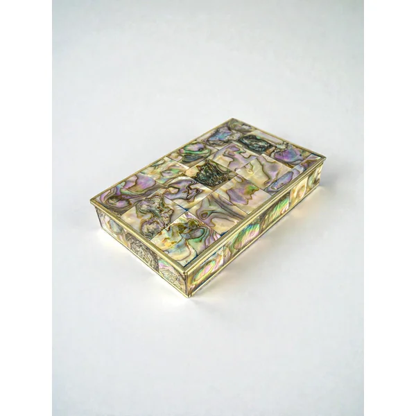 Abalone Shell Vanity Box, Alpaca and wood, Mexico, C.1970