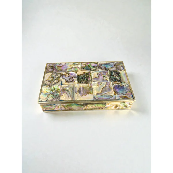 Abalone Shell Vanity Box, Alpaca and wood, Mexico, C.1970