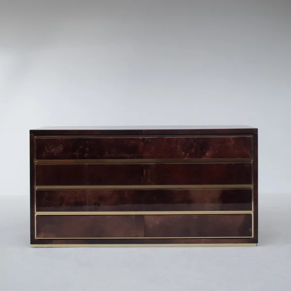 Aldo Tura Cabinet in Brown Lacquer with Brass Details