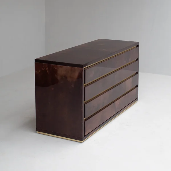 Aldo Tura Cabinet in Brown Lacquer with Brass Details