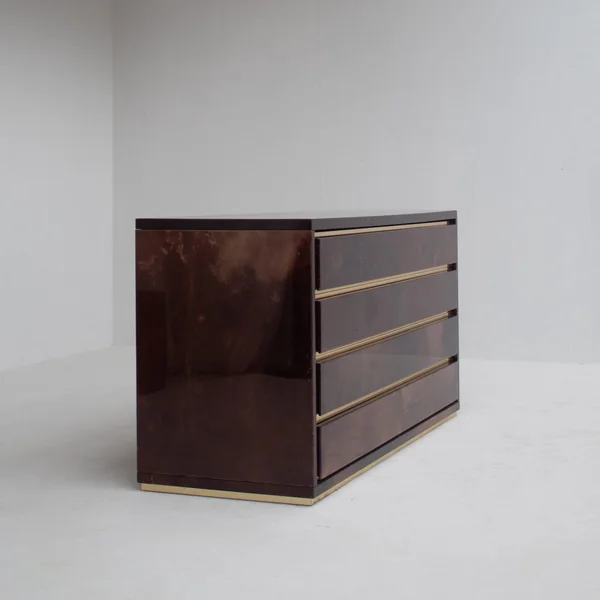 Aldo Tura Cabinet in Brown Lacquer with Brass Details