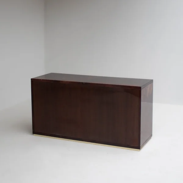 Aldo Tura Cabinet in Brown Lacquer with Brass Details