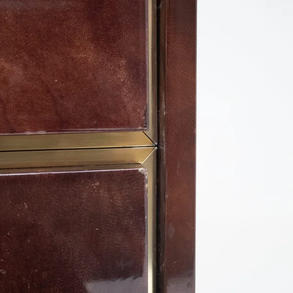 Aldo Tura Cabinet in Brown Lacquer with Brass Details