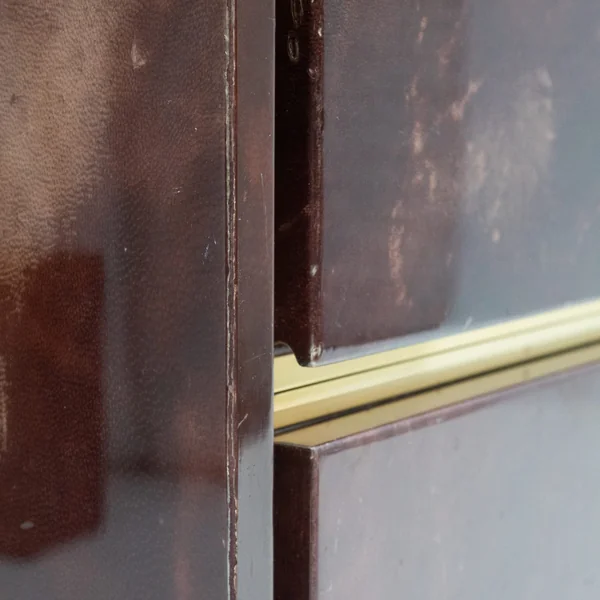 Aldo Tura Cabinet in Brown Lacquer with Brass Details