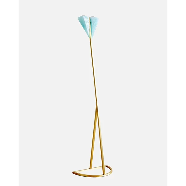 AnNur Blown Glass Trapezoidal and Brass Metal Floor Lamp