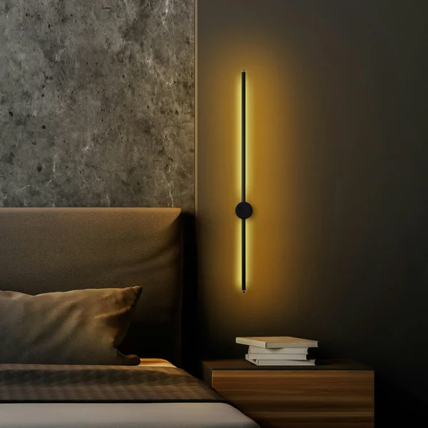 Applique murale LED design, 1 tige noire verticale VIESTE