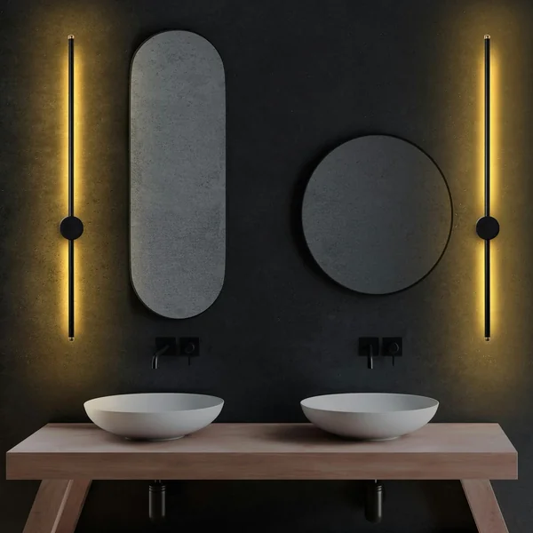 Applique murale LED design, 1 tige noire verticale VIESTE