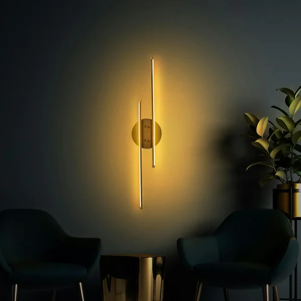 Applique murale LED design, 2 tiges dorées 86 cm VIESTE