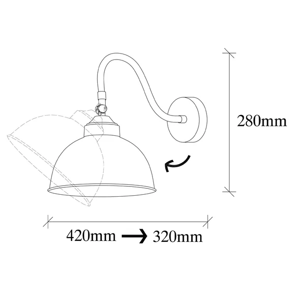 Applique vintage noir mat, abat-jour orientable SILE