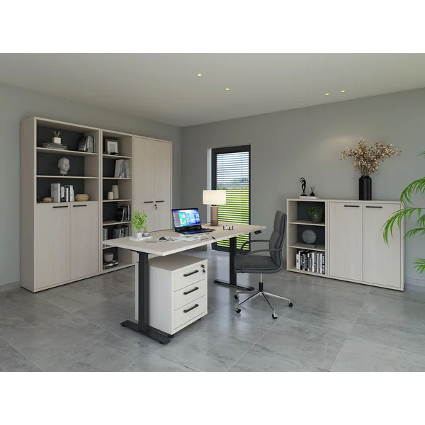 Armoire basse de bureau contemporaine chêne clair Lexos