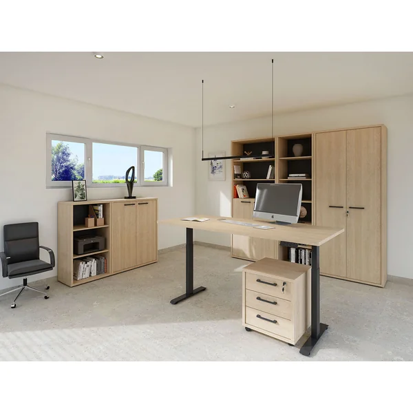 Armoire basse de bureau contemporaine chêne sable Lexos