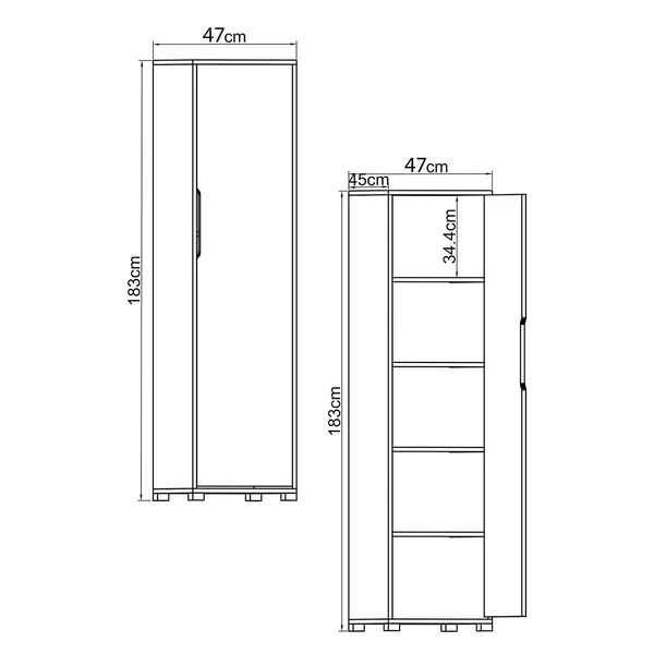 Armoire penderie 4 portes, effet bois et blanc BYRON