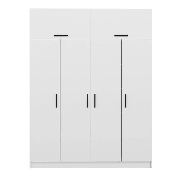 Armoire penderie blanche 6 portes, 1 portant 2 tiroirs BYRON
