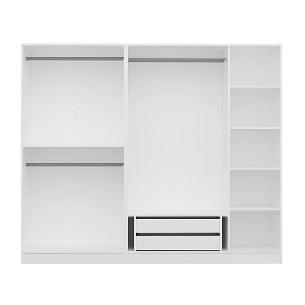 Armoire penderie blanche rainurée, 2 portes verre 225 cm BYRON