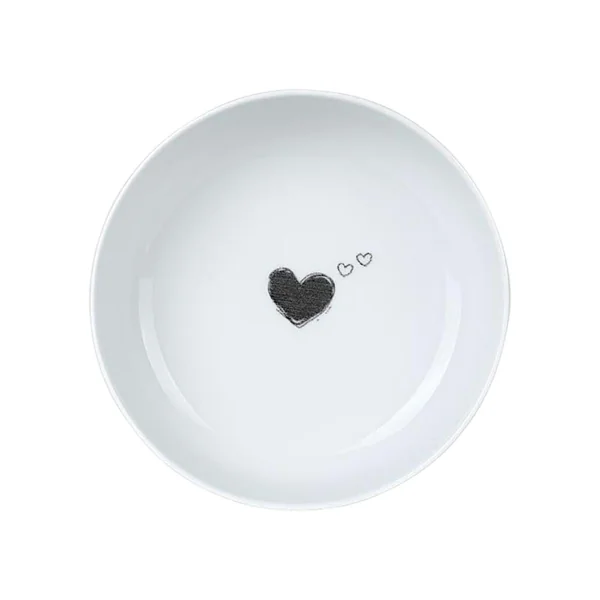 Assiette creuse poke bowl motif cœur noir (lot de 2) ELDA