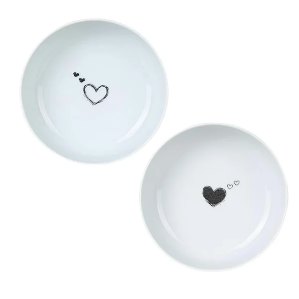 Assiette creuse poke bowl motif cœur noir (lot de 2) ELDA