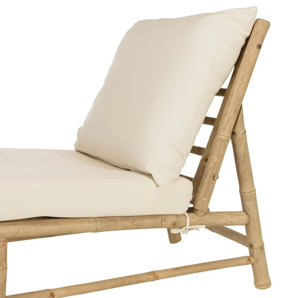 Bain de soleil en bambou avec coussins couleur crème CALVIA