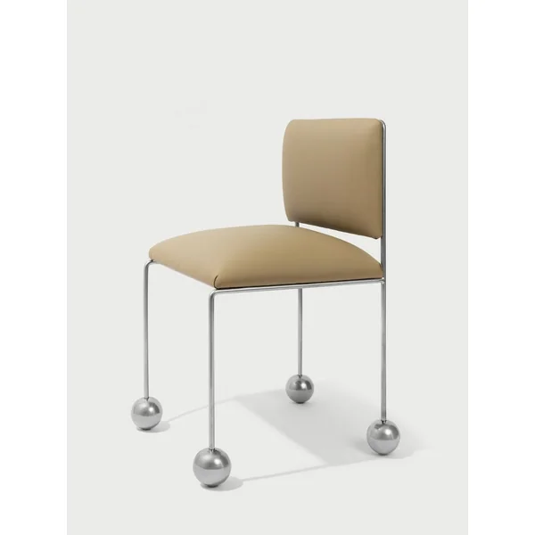 Ball Foot Sculptural Chair in (vegan) leather