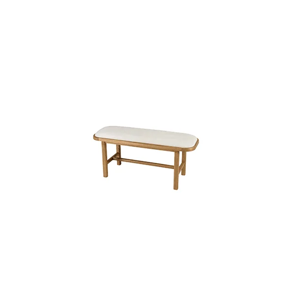 Banc 1 place avec coussin blanc en bois de mindi TIVARO