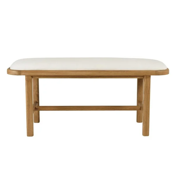 Banc 1 place avec coussin blanc en bois de mindi TIVARO