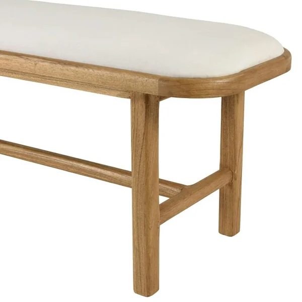 Banc 1 place avec coussin blanc en bois de mindi TIVARO
