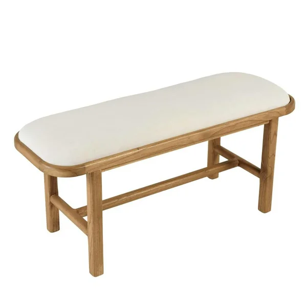 Banc 1 place avec coussin blanc en bois de mindi TIVARO