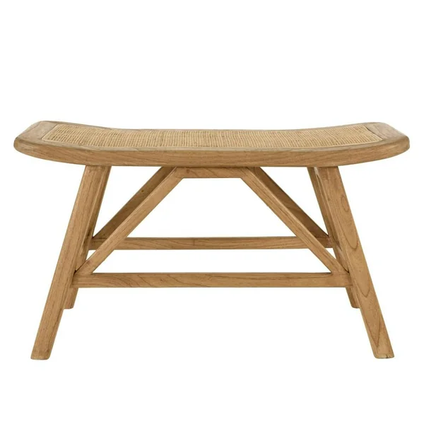 Banc 1 place en bois de mindi et rotin naturel TIVARO