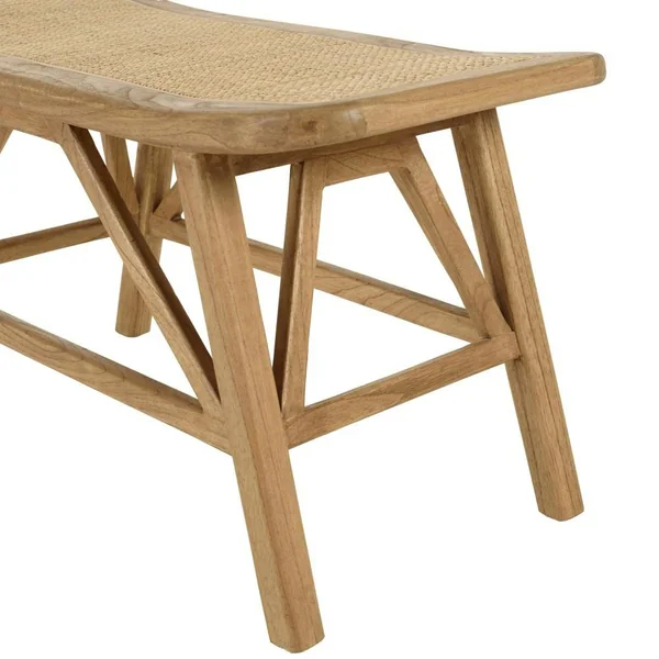 Banc 1 place en bois de mindi et rotin naturel TIVARO