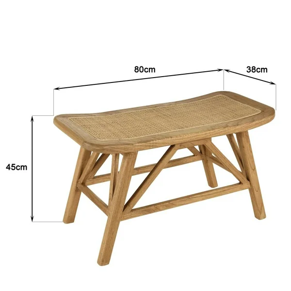 Banc 1 place en bois de mindi et rotin naturel TIVARO