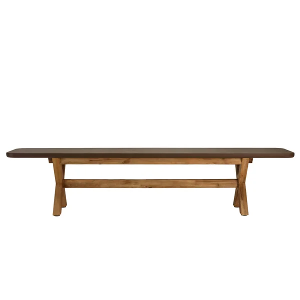 Banc 200 cm effet béton marron pied en bois d'acacia CALVI