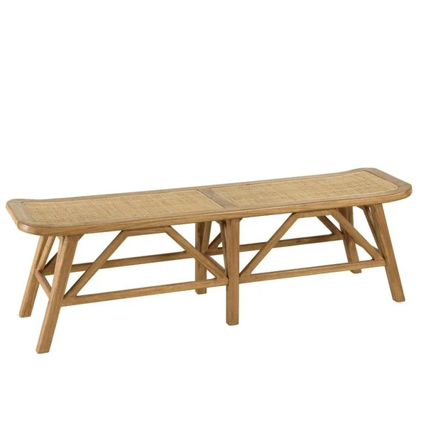 Banc 2 places en bois de mindi et rotin naturel TIVARO