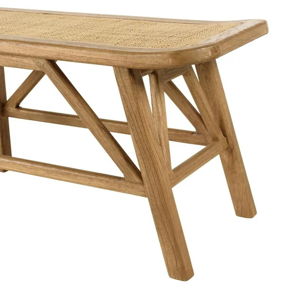Banc 2 places en bois de mindi et rotin naturel TIVARO