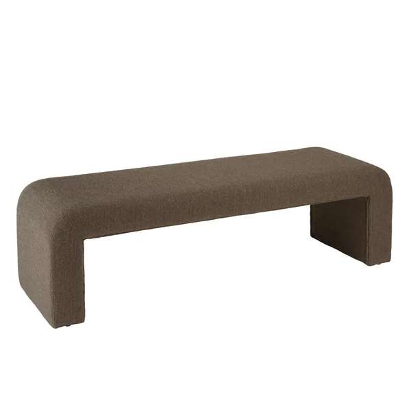 Banc/ Bout de lit en tissu petite bouclette taupe foncé COLOMBUS