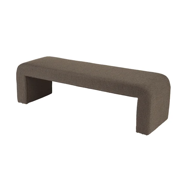 Banc/ Bout de lit en tissu petite bouclette taupe foncé COLOMBUS