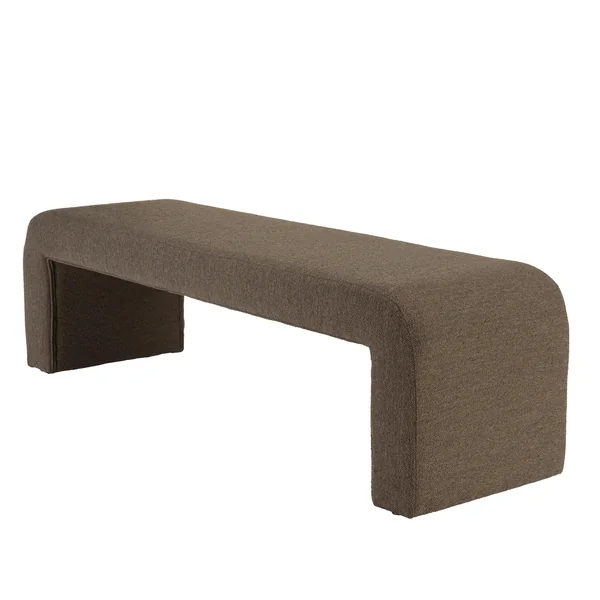 Banc/ Bout de lit en tissu petite bouclette taupe foncé COLOMBUS