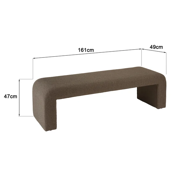 Banc/ Bout de lit en tissu petite bouclette taupe foncé COLOMBUS